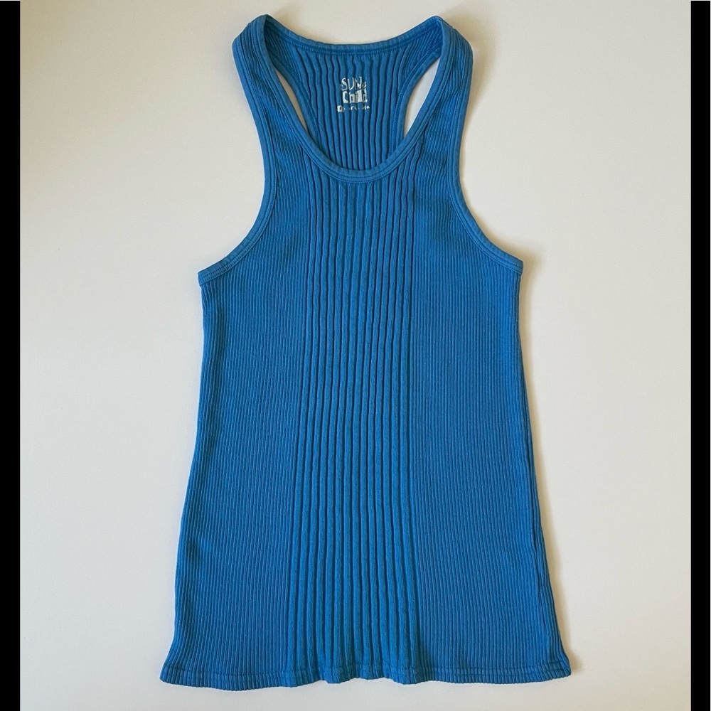 Sunchild Girls’ rib knit blue tank top